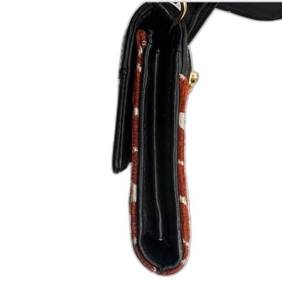 Hammitt AJ Crossbody Clutch Texas Tapestry Black Leather Removable Strap - Picture 9 of 14